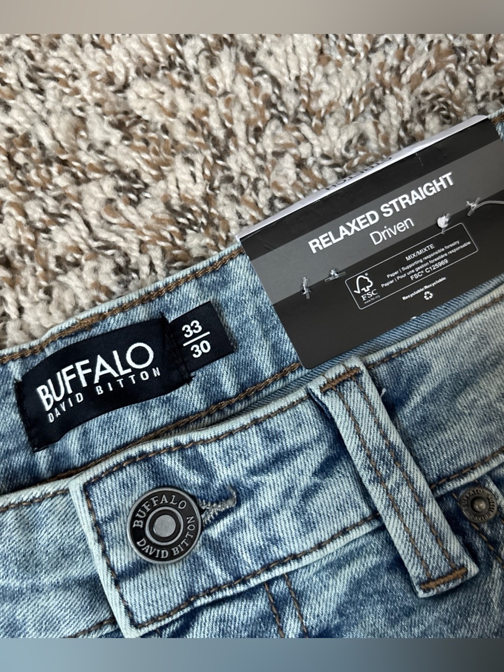 Buffalo David Bitton Men's Relaxed Straight Driven Jeans, 33x30, NWT